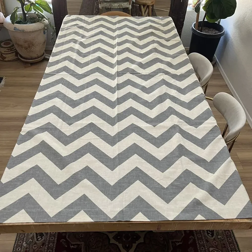 2 West Elm Gray Chevron Zig Zag Cotton Window Panels 48